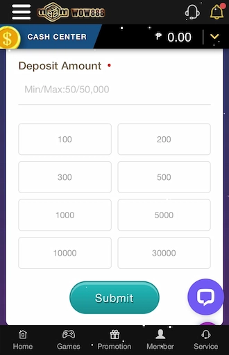 Step 2: Select a deposit amount.