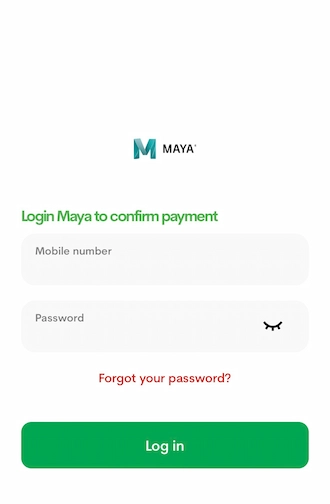 Step 3: Log in to your MAYA account.