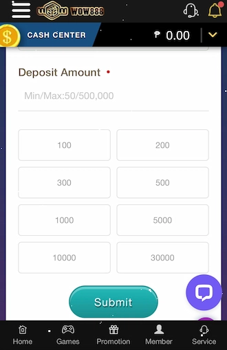 Step 2: Select a deposit amount suggested by the system.